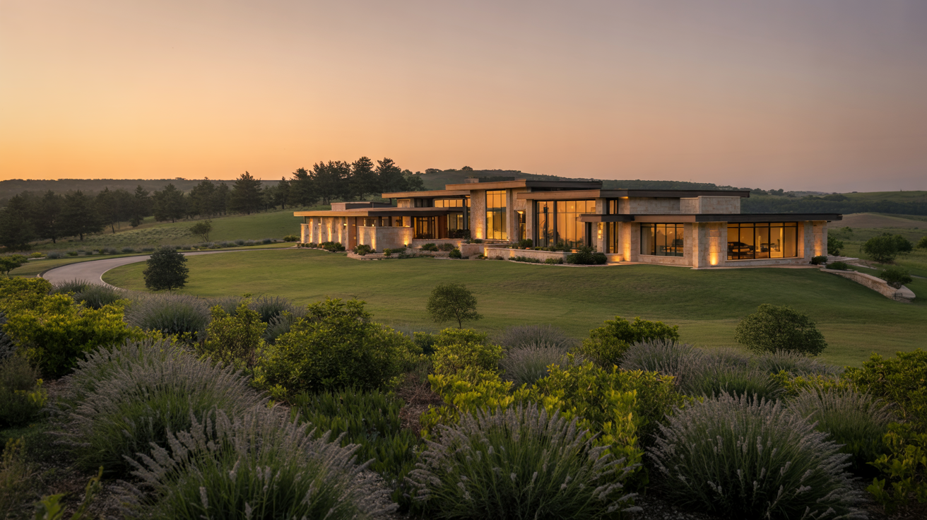 Luxury home with professional landscaping